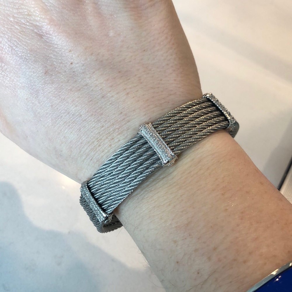 Charroil Silver Stainless Steel Cable Bracelet